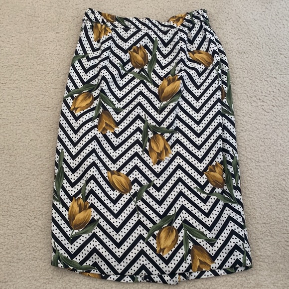 Vintage Italian Postfali floral striped top and elastic skirt set, sz 11 juniors - Picture 4 of 11